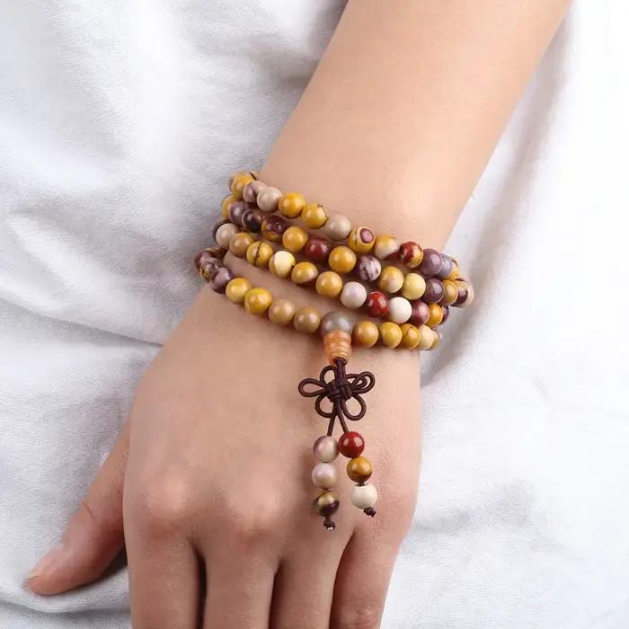 Bracelet à breloques en pierre Mookaite naturelle