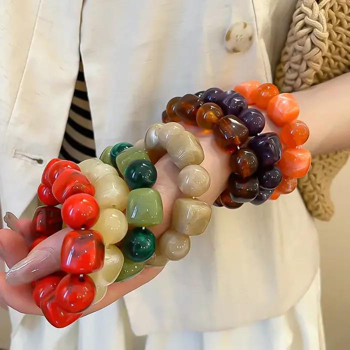 Bracelet Bohème en Acrylique Ronds et Carrés pour Femmes Occasions Spéciales et Journées Casual