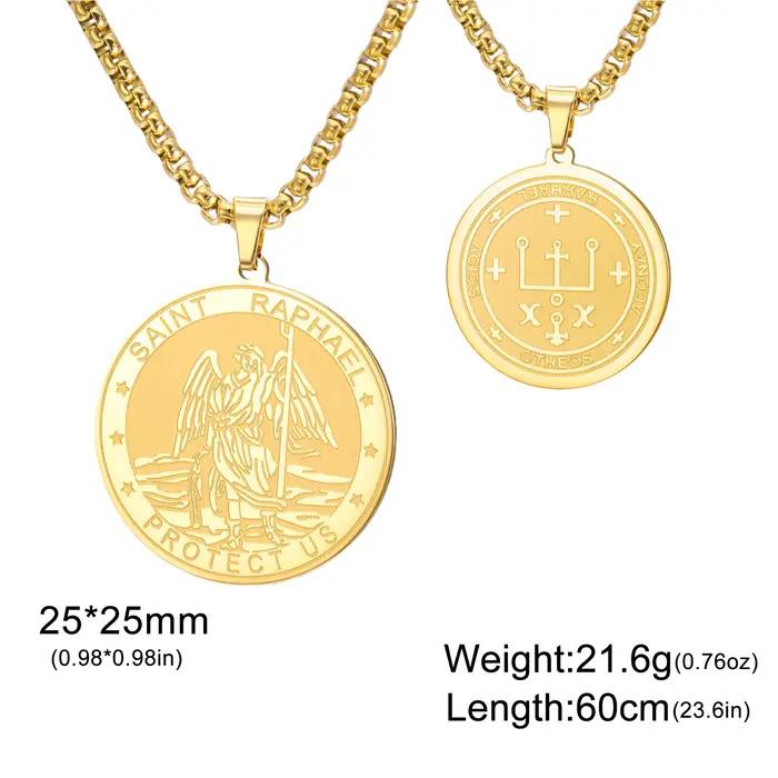 Lucktune Saint Raphael archange collier à breloques en acier inoxydable