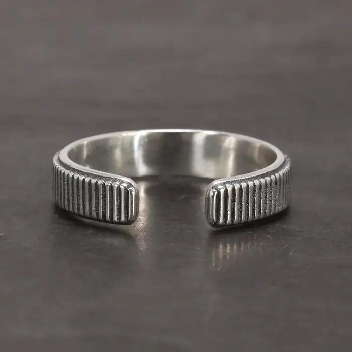 Bague d'extrémité réglable en argent regardé 925 pour femme