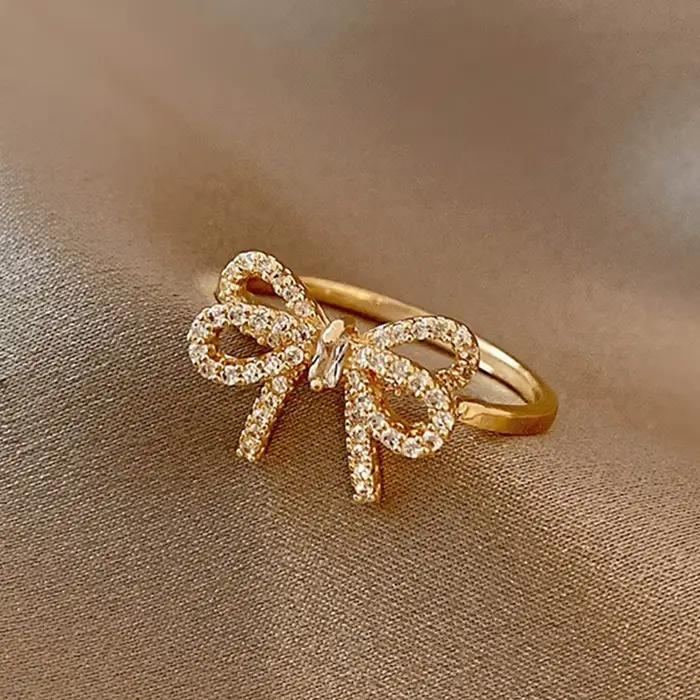 ZAKOL coréenne mode cristal arc bague pour les femmes Micropavé zircone minimaliste tendance doigt