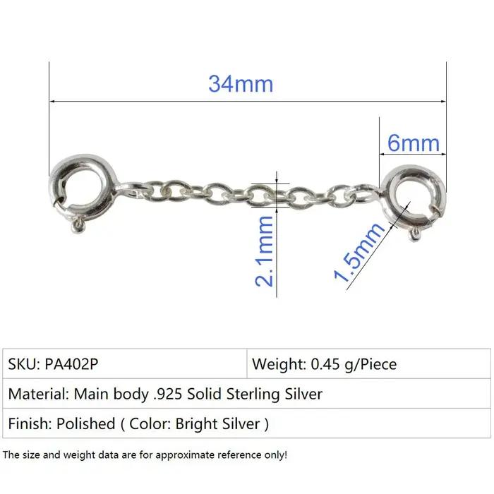 Extensions de collier en argent Sterling 925 massif