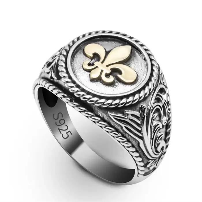 Bague antique en argent regardé 925 pour hommes, vintage, faite à la main, design de mode, vente en