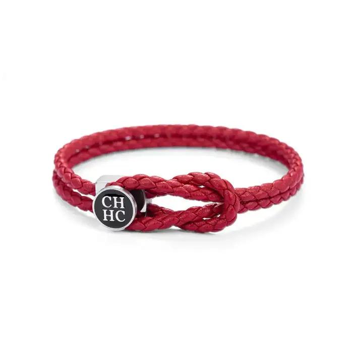Bracelet tissé de marque de luxe CH avec boucle en acier titane rouge et noir pour hommes et femmes comme cadeau de vacances