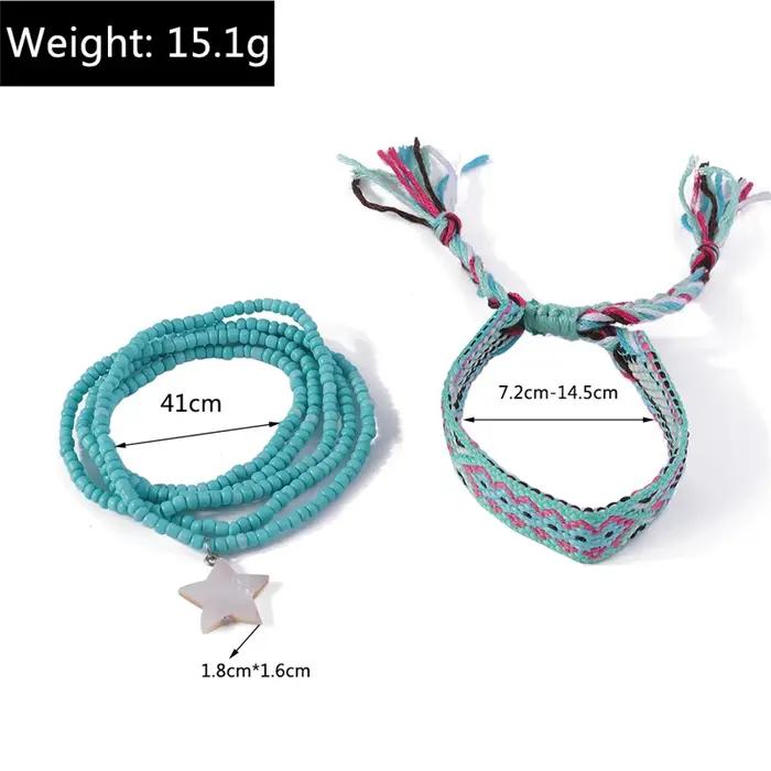 Bracelets de cheville brodés tressés bohèmes faits à la main pour filles