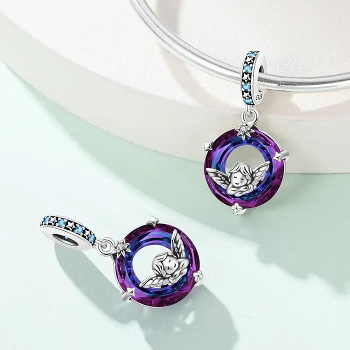 Perles d'aile de pendentif d'ange en argent regardé 925