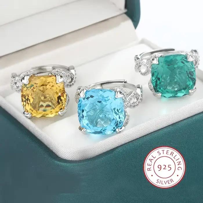 Bague en argent 925 sertie de Zircon AAA pour femmes élégante et brillante occasion d'engagement fiançailles mariage