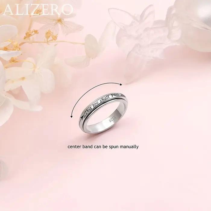 Bague rotative en argent sterling 925 – Citation "This Too Shall Pass"