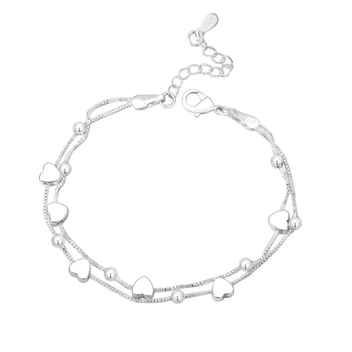 925 Bracelets en argent Sterling femme coeur boule chaîne bracelet à breloques Couple concepteur bijoux accessoires