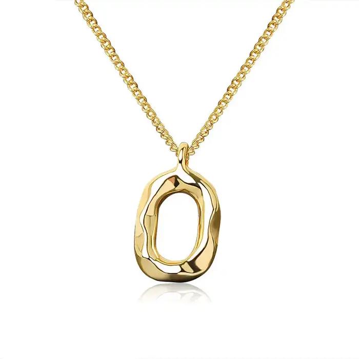 Argent élégant rond couleur or géométrique pendentif collier Bijoux fins pour les femmes