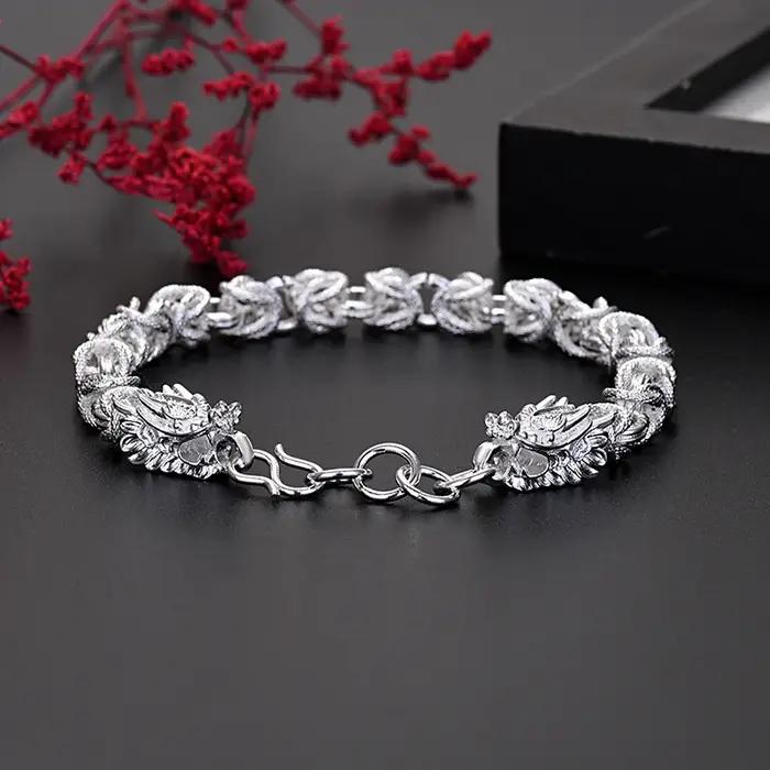 Bracelets tête de dragon en argent Sterling 925 pour hommes et femmes