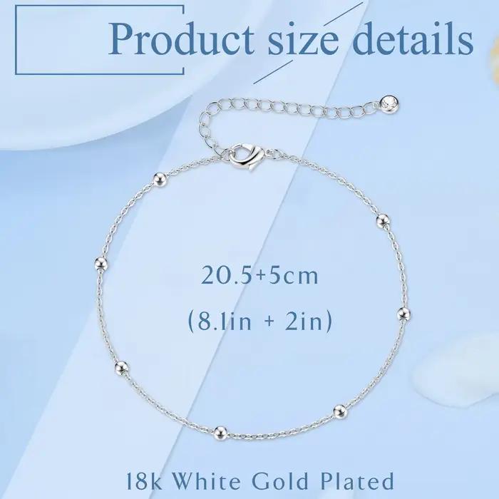 Bracelet de cheville en argent sterling 925 perlé pour femmes occasions spéciales bijoux de pieds romantiques et tendance