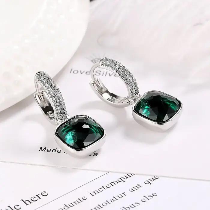 Andara Occident cristal géométrique carré boucle d'oreille Simple lumière luxe 925 boucles d'oreilles en argent Sterling de haute qualité bijoux cadeaux