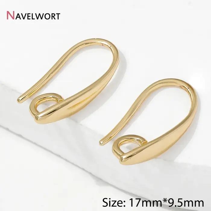 2/4/6 paires de crochets de boucles d'oreilles en laiton plaqué or 14 carats