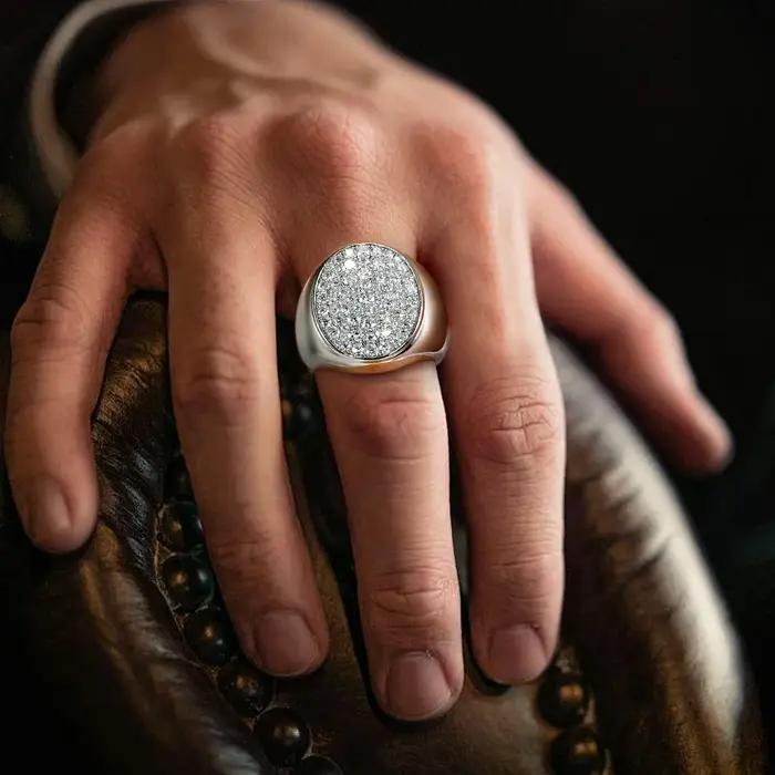 Bague moissanite complète en diamant Hip-hop pour hommes/femmes