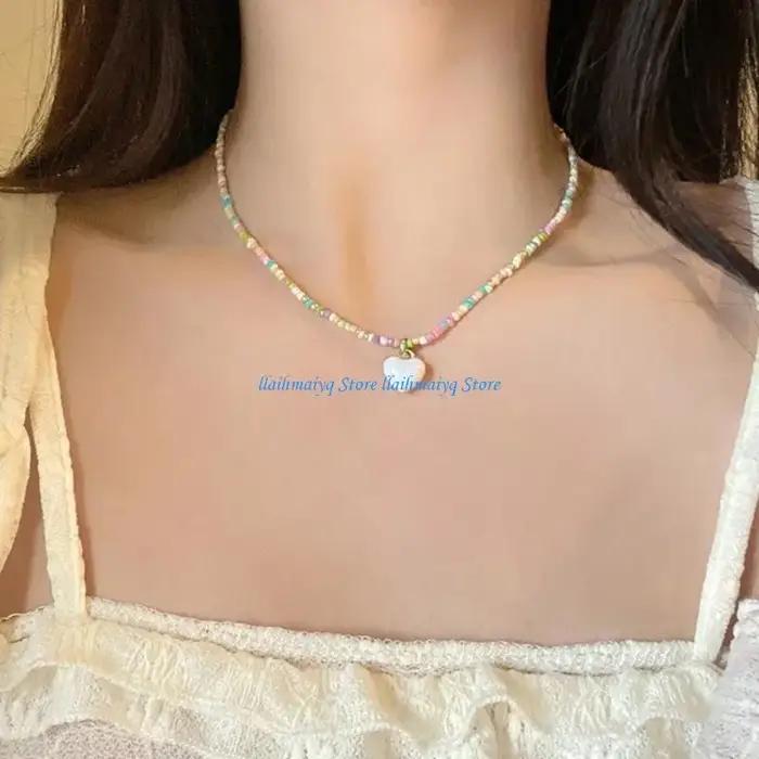 573b Collier couleur couleur bonbon collier acrylique bohème