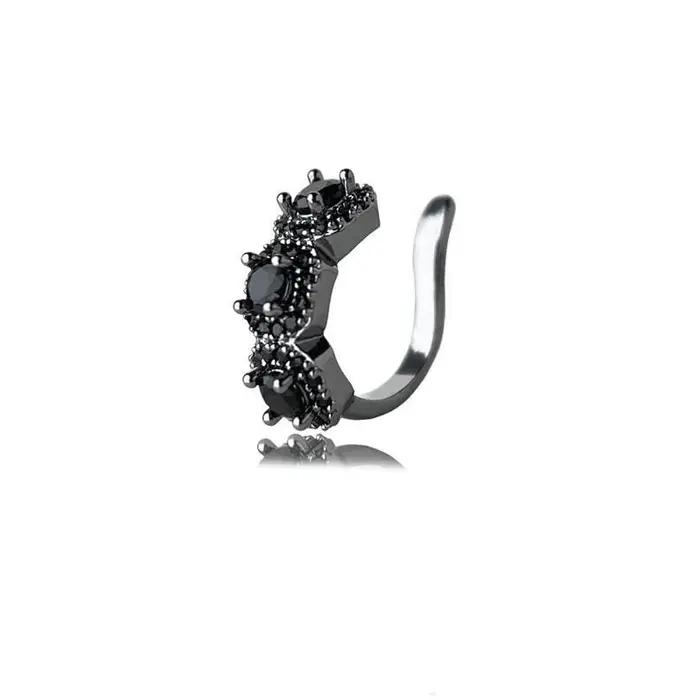 1 pièce Boucle d'oreille clip géométrique en cristal CZ en forme de feuille pour femme sans perçage