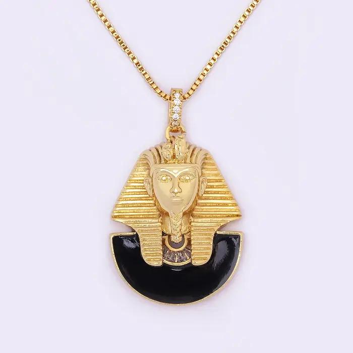 Collier Pyramide de Cristal Vintage avec Pendentif Bouddha Égyptien Antique Bijou de Style Mode Homme Femme Occasions Spéciales