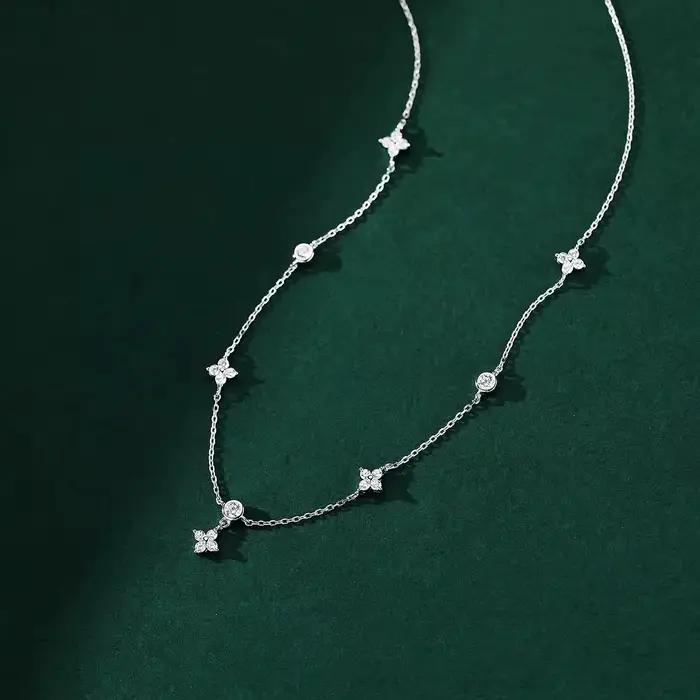 Collier trèfle à quatre feuilles porte-bonheur en argent S925