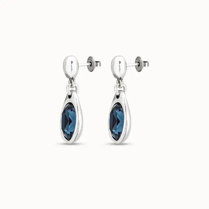 Boucles d'oreilles ovales en saphir de mer profonde