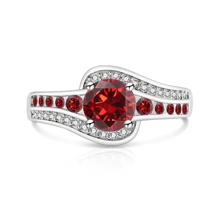 Bague simple et élégante en argent sterling 925 avec zircon rond et design géométrique