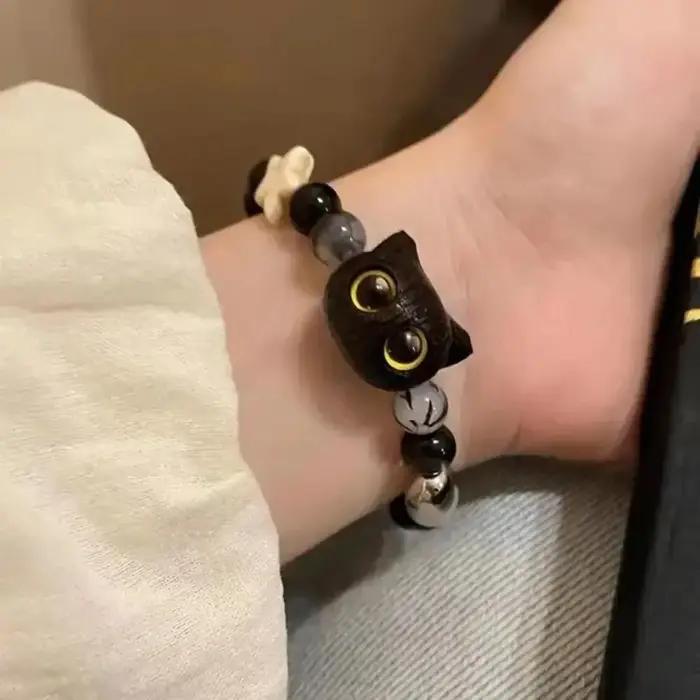 Bracelets de perles Shoous pour femmes et hommes, breloque chat, bracelet d'ami assressenti, brille
