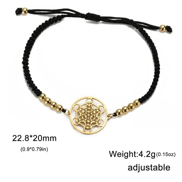Bracelet Archangel Metatron Cube Creux en acier inoxydable unisexe avec motifs rond pour homme et femme occasions spéciales