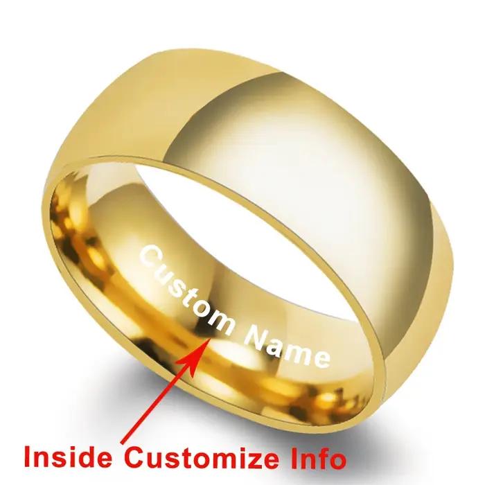 Bague personnalisée avec lettre brillante en acier inoxydable plaqué or pour mariage et occasions spéciales