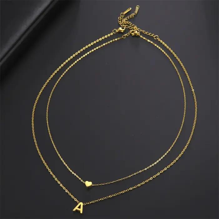Collier avec initiale en forme de petit cœur pour femmes bijoux personnalisés acier inoxydable blanc noir occasion spéciale cadeau amitié mariage anniversaire