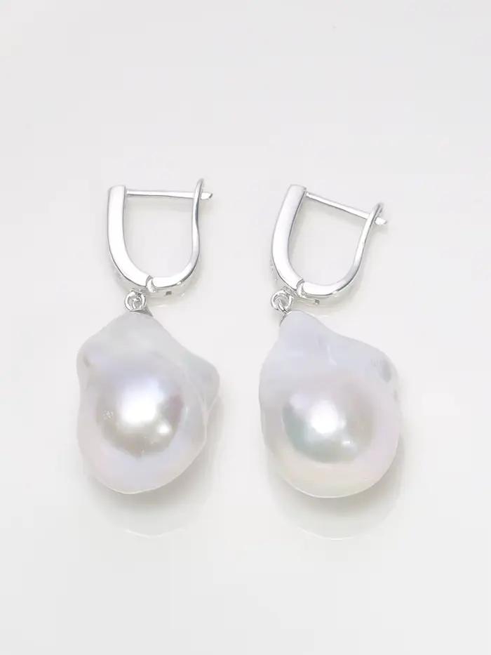 Jane bijoux 925 argent sterling 100% naturel d'eau douce Baroque perle boucles d'oreilles INS bijoux