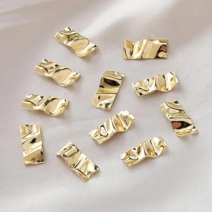 Boucles d'oreilles rectangulaires concaves et convexes à Double trou, pendentif, composants pour la
