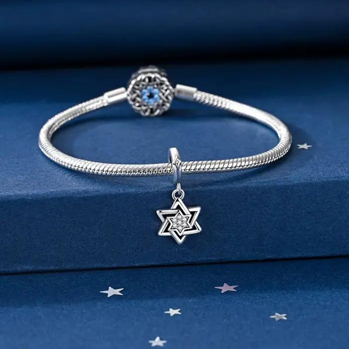 Pendentif Etoile de David en Argent Sterling 925 Bijou Traditionnel Femme Occasions Spéciales ProtectionSpirituelle