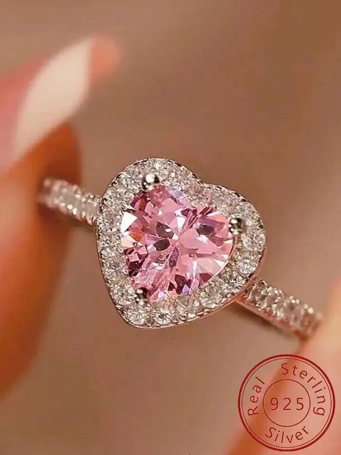 Magnifique bague en forme de cœur d'amour romantique en Zircon pour femmes