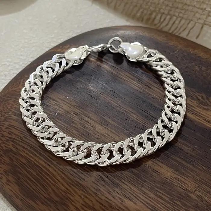 Bracelet en argent Sterling 100% massif pour femmes et hommes