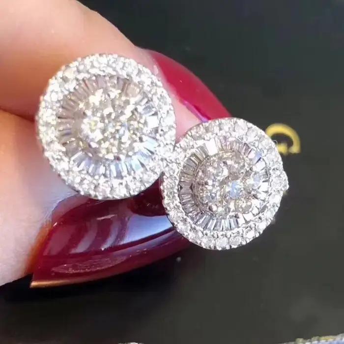 Boucles d'oreilles en Moissanite de laboratoire en or 18 carats, bijoux en argent Sterling 925 vérit