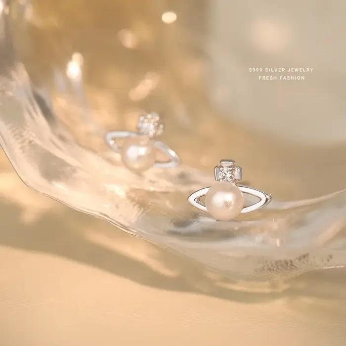 Boucles d'oreilles simples en argent Sterling 999 pour femmes