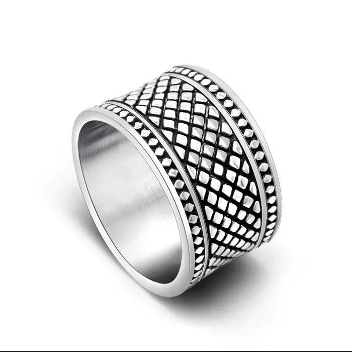 Bague large de 12 mm pour homme en acier inoxydable massif