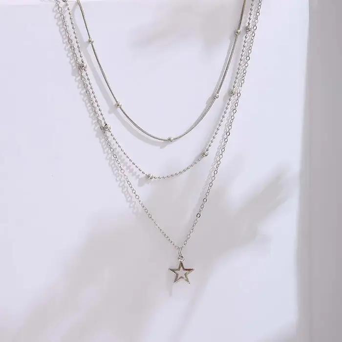Collier européen et américain tempérament Simple belle atmosphère étoile lune populaire dame