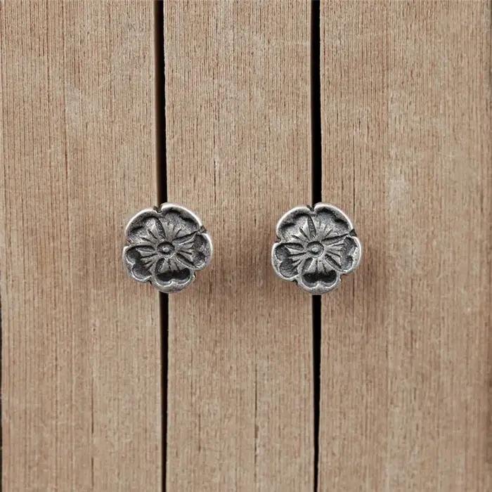 Boucles d'oreilles vintage en forme de fleur de rose en argent sterling 925 pour femmes et hommes occasionnelle punk chic à offrir