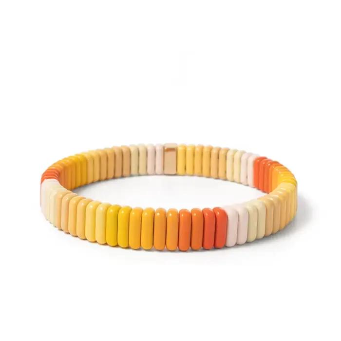 Ensembles de bracelets de perles de couleur jaune-orange pour femmes