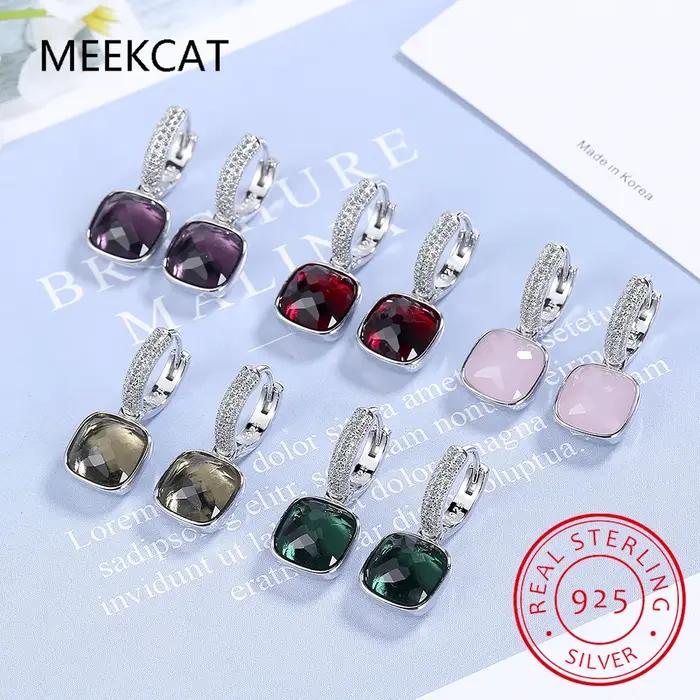 Boucles d'oreilles en argent regardé 925 avec cristal occidental