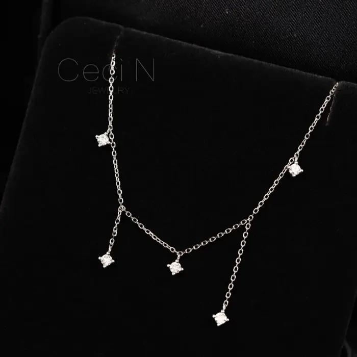 Collier à breloques étoile en argent Sterling 925 et Zircon pour femmes