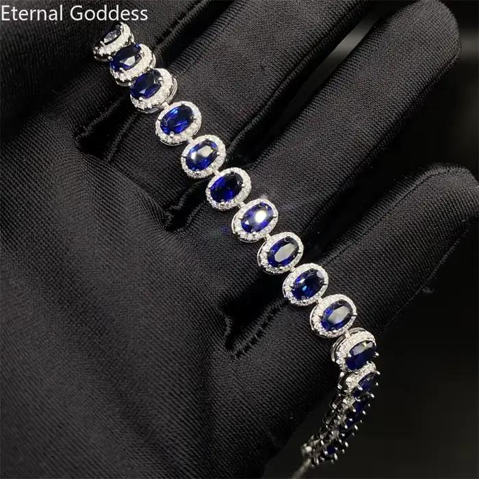 Bracelet en argent saphir Lankan pour femme, bijoux de luxe, naturel, valeur, mariage, cadeaux roman