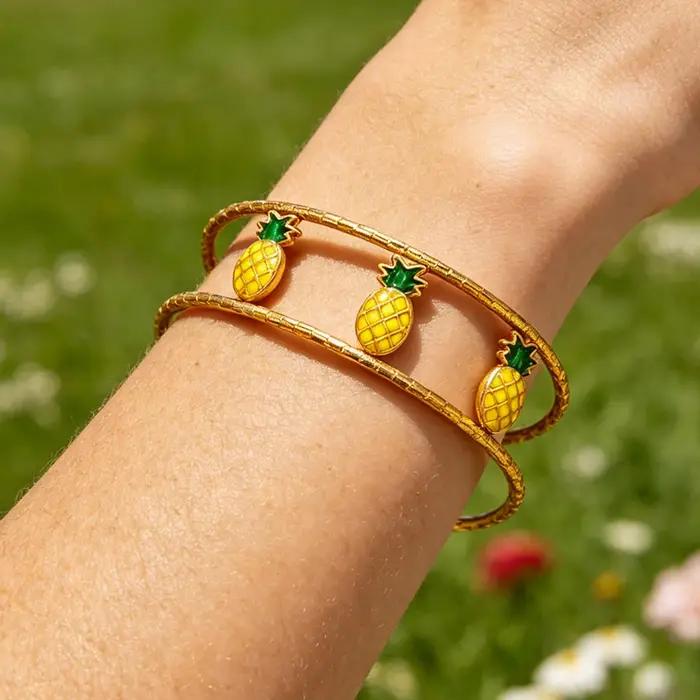 Bracelet double couche en acier inoxydable doré pour femme