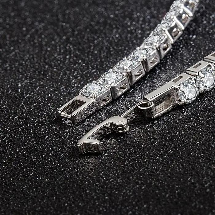 Bracelet Moissanite plaqué platine en argent S925 de haute qualité