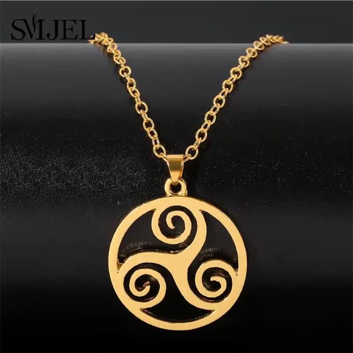Collier pendentif inspiré du film Teen Wolf, motifs géométriques, couleur or argent, acier inoxydable, rond, bijoux cadeaux pour femmes