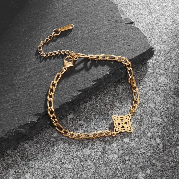 Bracelet à nœud de sorcière en acier inoxydable pour hommes et femmes