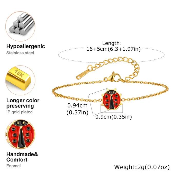 Bracelets porte-bonheur coccinelle rouge mignons pour femmes et filles