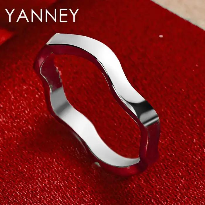 Bague vague simple en argent regardé 925 pour femme, bijoux de fête de fiançailles, accessoires de c