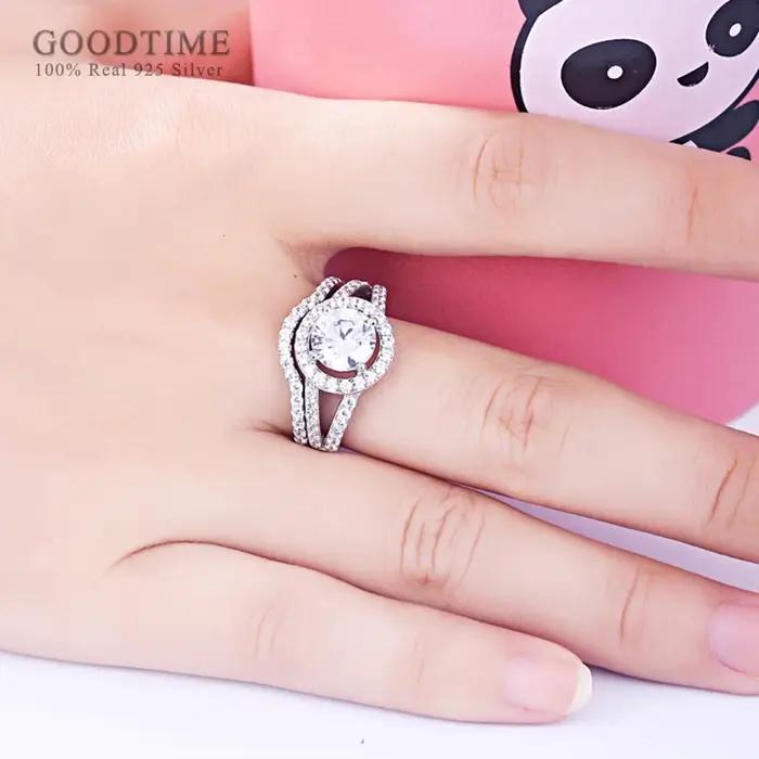 Ensemble de matiques de luxe en argent regardé 100% pur pour femme